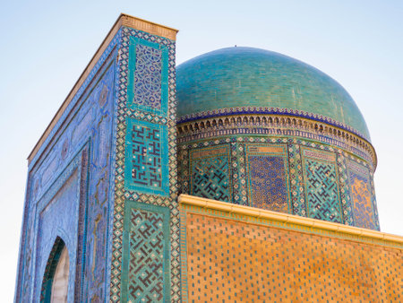 View of the Shah-i-Zinda complex (English translation: The Living King). In Samarkand, Uzbekistanの写真素材