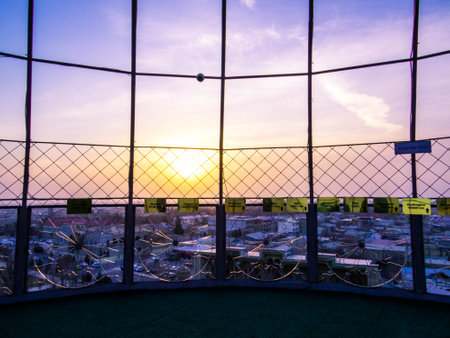 Sunset view from the Observation Deck of the Bukhara Tower. In Bukhara, Uzbekistanの写真素材