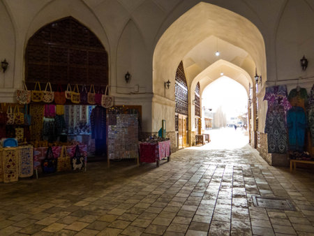 View of the Toqi Zargaron bazaar in Bukhara, Uzbekistanの写真素材