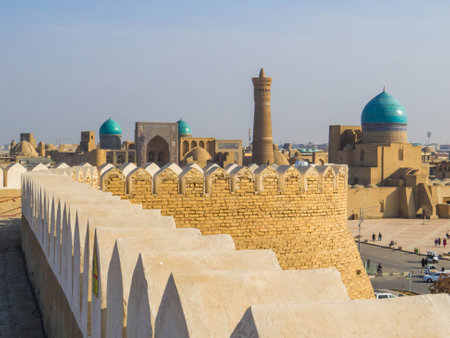 View of the ancient Ark of Bukhara in Uzbekistanの写真素材