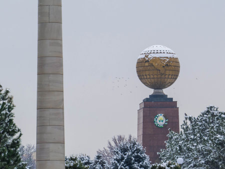 View of the Mustaqillik Maydoni in Tashkent, Uzbekistanの写真素材