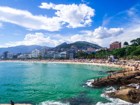 View of Ipanema Beach in Rio de Janeiro, Brazilの写真素材