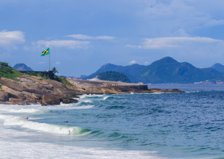 View of the Praia do Diabo (Devil's Beach) in Rio de Janeiro, Brazilの写真素材