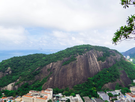 City aerial view from the top of the Sugarloaf Mountain. In Rio de Janeiro, Brazil