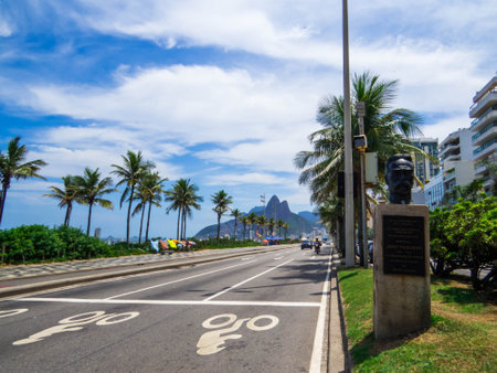 View of the Avenida Vieira Souto, near Ipanema Beach. In Rio de Janeiro, Brazilの写真素材