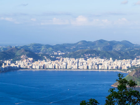City aerial view from the top of the Sugarloaf Mountain. In Rio de Janeiro, Brazilの写真素材