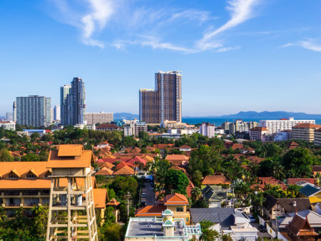 Aerial view of Jomtien, Pattaya, Thailandの写真素材