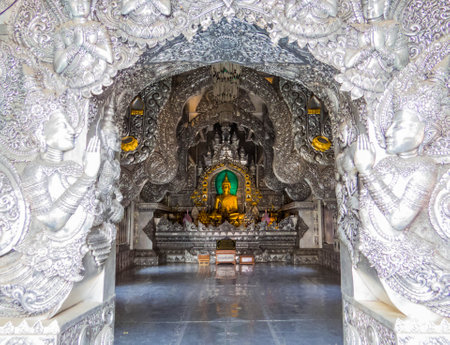 View of the interior of the Silver Temple (or Wat Sri Suphan) in Chiang Mai, Thailandの写真素材