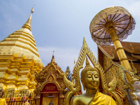 View of the Wat Phra That Doi Sutep. In Chiang Mai, Thailandの写真素材