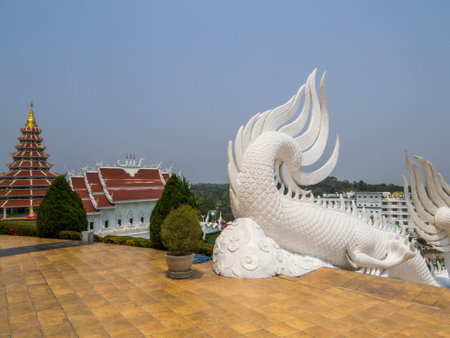 View of the Huay Pla Klang Temple (Goddess of Mercy). In Chiang Rai, Thailandの写真素材