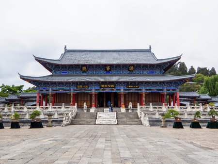 View of the Mufu Palace in Lijiang, Yunnan, Chinaの写真素材