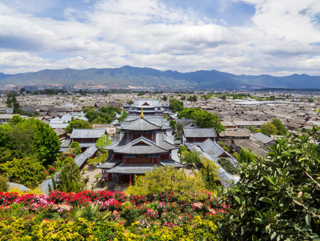 Aerial view of Lijiang, Yunnan, Chinaの写真素材