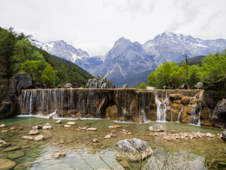 View of the Blue Moon Valley in Lijiang, Yunnan, Chinaの写真素材
