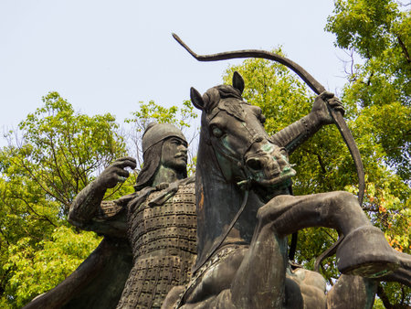 Chinese Warrior on Horse Statue. In Guilin, Chinaの写真素材