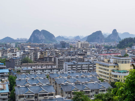 Aerial view of Guilin, Guangxi, Chinaの写真素材