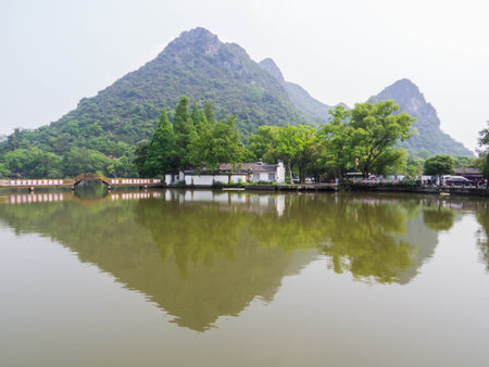View of the Ludi Scenic Area in Guilin, Guangxi, Chinaの写真素材