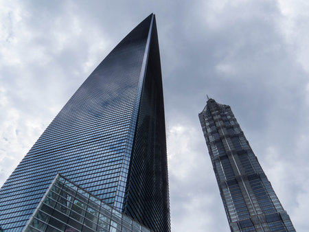 View of the Jin Mao Tower. In Shanghai, Chinaの写真素材
