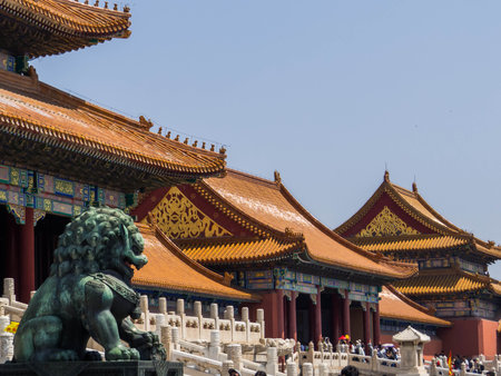 View of the Forbidden City. In Beijing, Chinaの写真素材