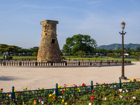 View of the Cheomseongdae Observatory. In Gyeongju, South Koreaの写真素材