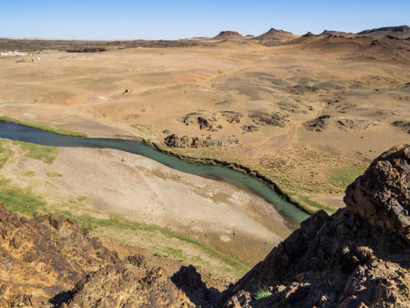 View of the Ongi River in the Gobi Desert, Mongolia