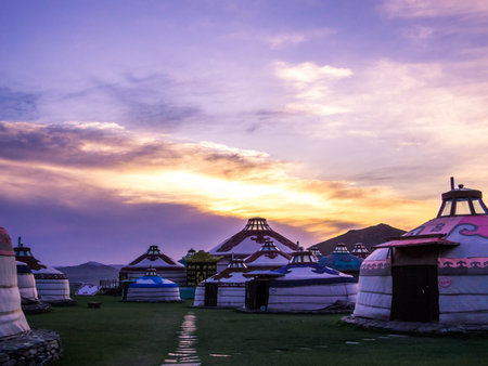 Traditional Mongolian Yurts near Ulaanbaatar