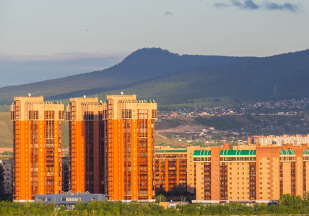 Modern bulidings in Krasnoyarsk, Siberia, Russiaの写真素材
