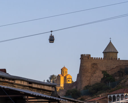 View of the Cable Car in Tblisi, Georgia