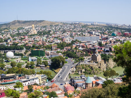 City aerial view of Tbilisi, Georgia