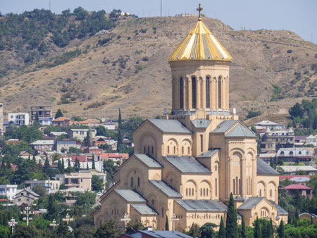 View of the Holy Trinity Cathedral of Tbilisi, Georgia