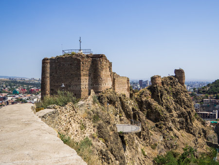 View of the Narikala Fortress in Tbilisi, Georgiaの写真素材