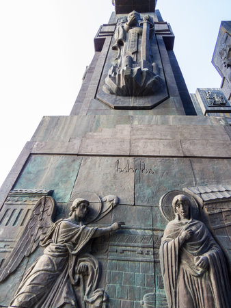 View of the Chronicles of Georgia on Keeni Hill, near Tbilisi, Georgiaの写真素材