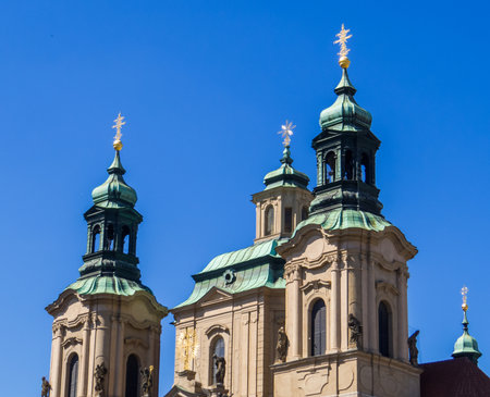 View of St. Nicholas Church in Old Town Square. In Prague, Czech Republicの写真素材
