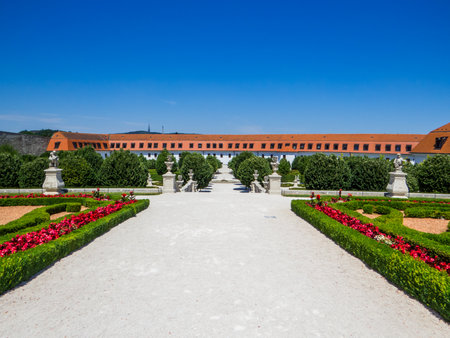 View of the Baroque Garden of the Bratislava Castle. In Bratislava, Slovakiaの写真素材