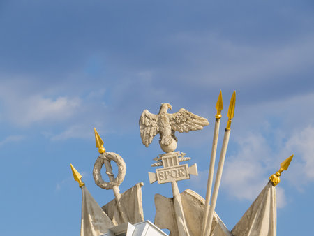 Symbol of Roman Empire in front of the Bratislava Castleの写真素材