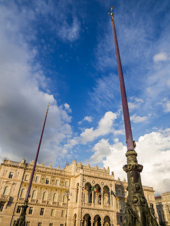 View of the Palace of the Austrian Lieutenancy in Unity of Italy Square. In Trieste, Italy