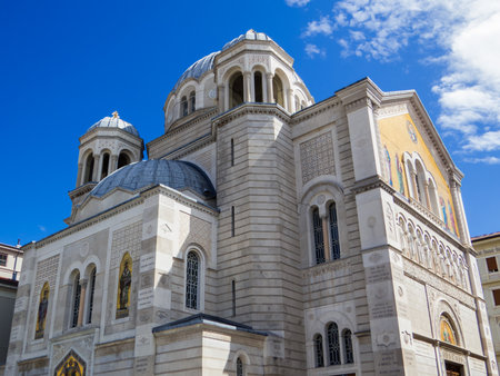 View of the Serbian Orthodox Church of the Holy Trinity and Saint Spyridon. In Trieste, Italyの写真素材
