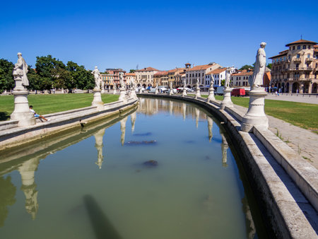 View of the famous Prato della Valle in Padua, Italyの写真素材