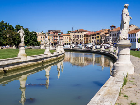 View of the famous Prato della Valle in Padua, Italyの写真素材