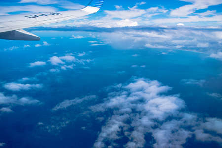 Landscape and wing from the airplane window