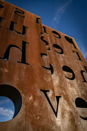 Sculpture called "thinking is a revolutionary fact", in Memory Park, Buenos Aires, Argentinaのeditorial素材