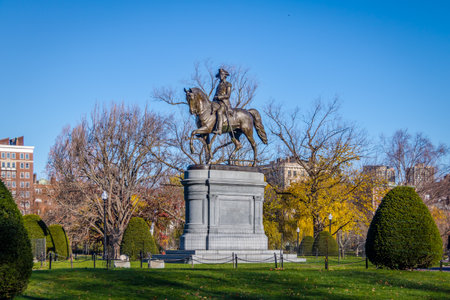 George Washington Statue in Boston Public Garden - Boston, Massachusetts, USAのeditorial素材