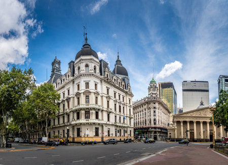 Buildings and Cathedral near Plaza de Mayo - Buenos Aires, Argentinaのeditorial素材