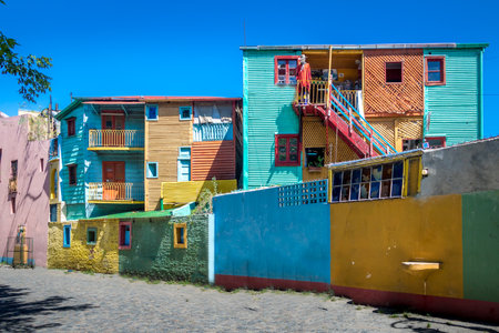 Colorful buildings of Caminito street in La Boca neighborhood - Buenos Aires, Argentinaのeditorial素材