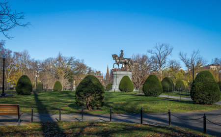 George Washington Statue in Boston Public Garden - Boston, Massachusetts, USAのeditorial素材