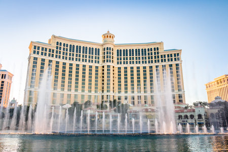 Dancing Fountains at Bellagio Hotel Casino - Las Vegas, Nevada, USAのeditorial素材