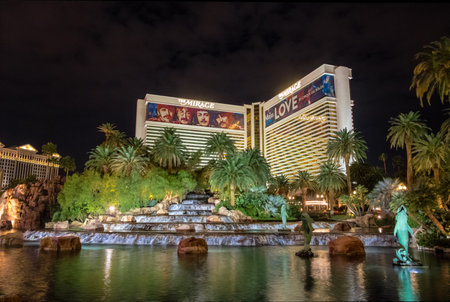 Mirage Hotel Casino at Night - Las Vegas, Nevada, USAのeditorial素材