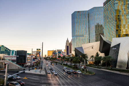 Las Vegas Strip at sunset - Las Vegas, Nevada, USAのeditorial素材