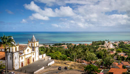 High view of Olinda and Se Cathedral - Pernambuco, Brazilの写真素材