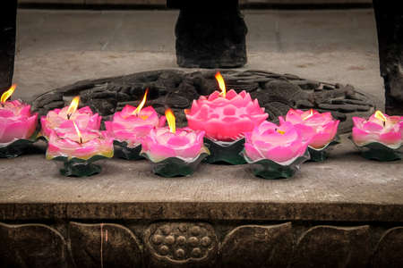 Pink Lotus Candles - Shanghai, Chinaの写真素材