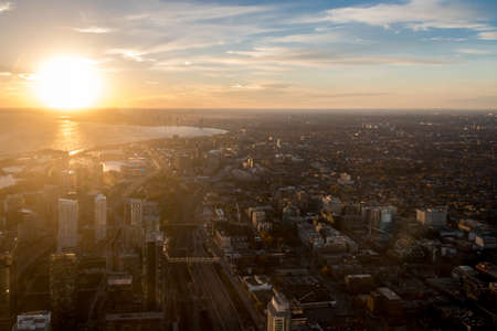 Sunset view of Toronto City from above - Toronto, Ontario, Canadaの写真素材